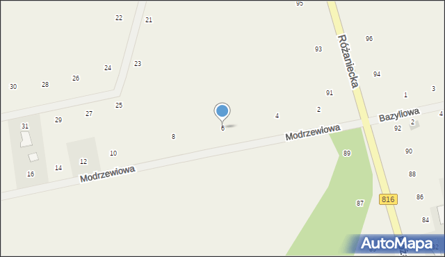 Suszno, Modrzewiowa, 6, mapa Suszno