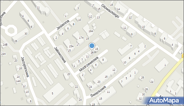 Świdnica, Modrzewiowa, 15, mapa Świdnicy