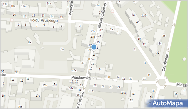 Świnoujście, Monte Cassino, 13, mapa Świnoujście