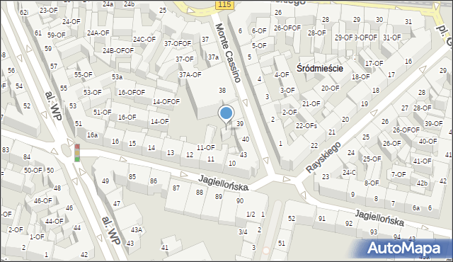 Szczecin, Monte Cassino, 40-OF, mapa Szczecina