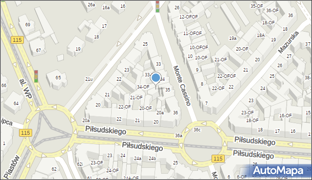 Szczecin, Monte Cassino, 35-OF, mapa Szczecina