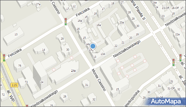 Szczecin, Monte Cassino, 13B, mapa Szczecina