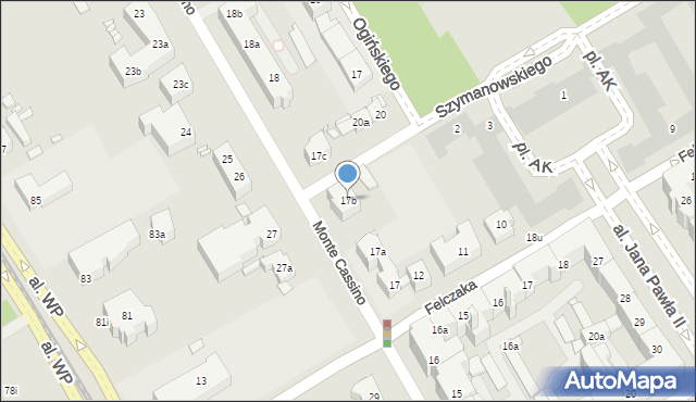 Szczecin, Monte Cassino, 17b, mapa Szczecina