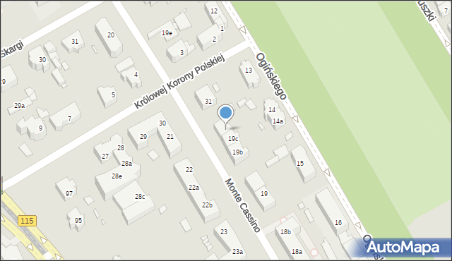 Szczecin, Monte Cassino, 19d, mapa Szczecina