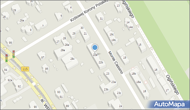 Szczecin, Monte Cassino, 22a, mapa Szczecina