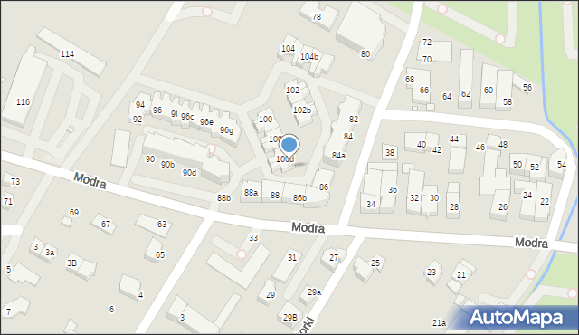 Szczecin, Modra, 100e, mapa Szczecina