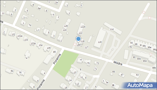 Szczecin, Modra, 120, mapa Szczecina