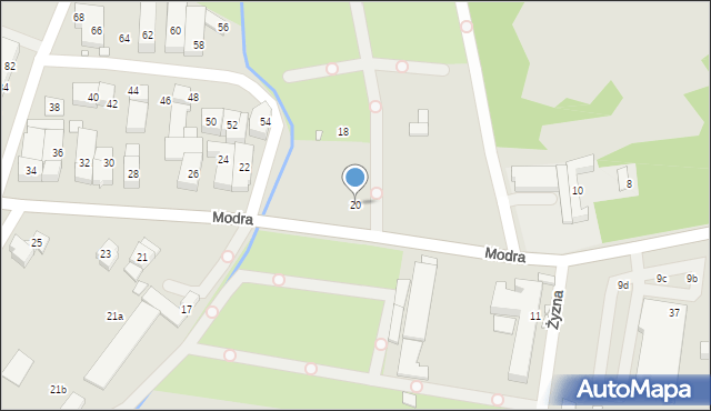 Szczecin, Modra, 20, mapa Szczecina