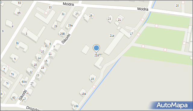 Szczecin, Modra, 21b, mapa Szczecina