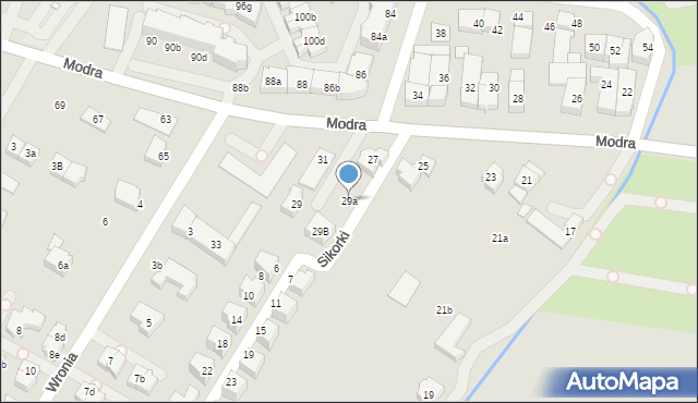 Szczecin, Modra, 29a, mapa Szczecina