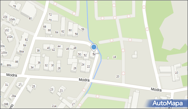 Szczecin, Modra, 54, mapa Szczecina