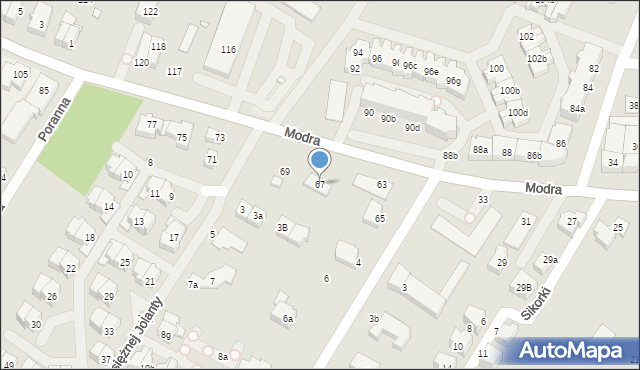 Szczecin, Modra, 67, mapa Szczecina
