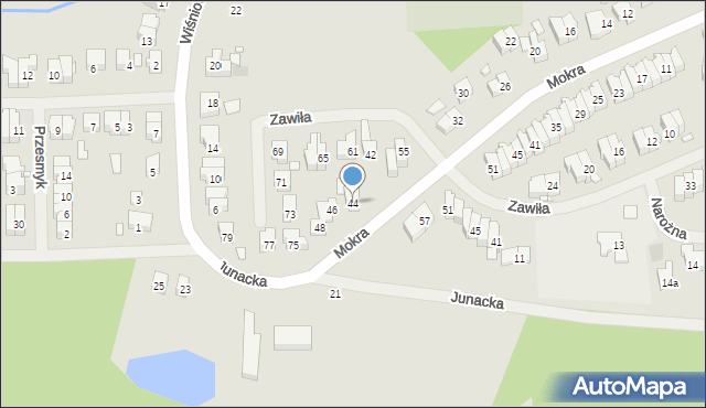 Szczecin, Mokra, 44, mapa Szczecina