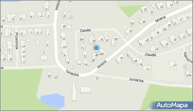 Szczecin, Mokra, 46, mapa Szczecina