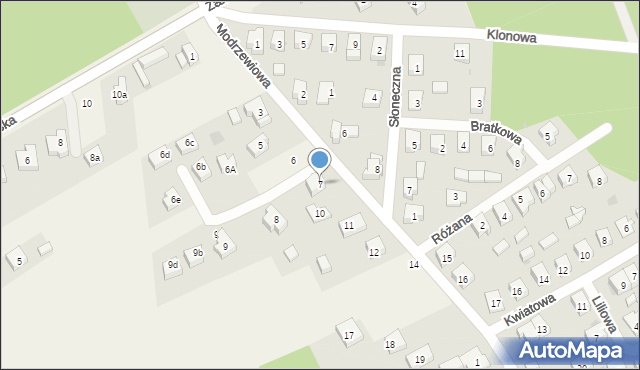 Szczodre, Modrzewiowa, 7, mapa Szczodre