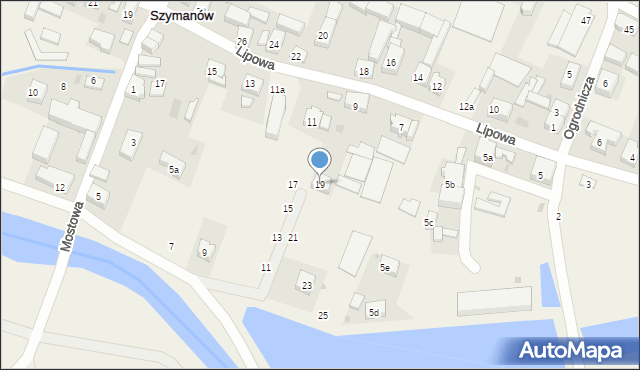 Szymanów, Mostowa, 19, mapa Szymanów