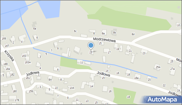 Tarnów, Modrzewiowa, 13, mapa Tarnów