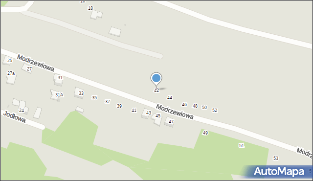 Tarnów, Modrzewiowa, 42, mapa Tarnów