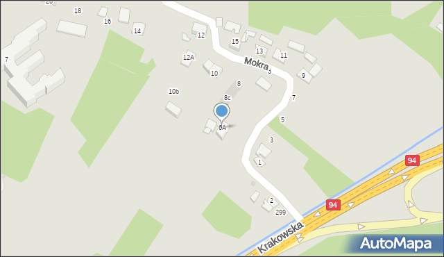 Tarnów, Mokra, 6A, mapa Tarnów