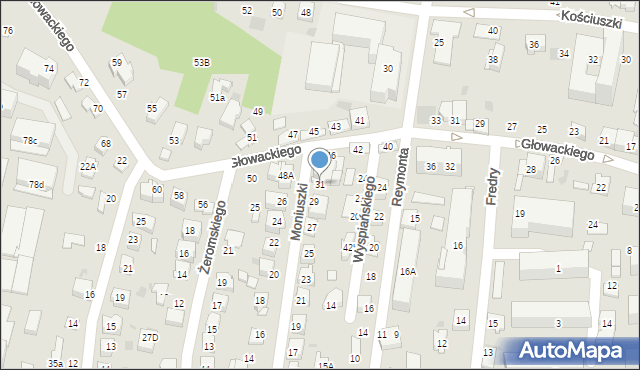Tarnów, Moniuszki Stanisława, 31, mapa Tarnów
