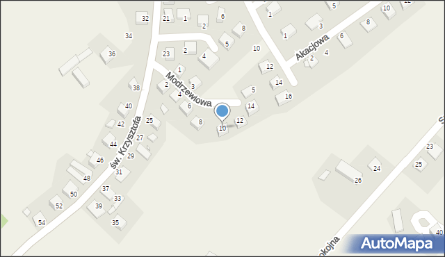 Tęgoborze, Modrzewiowa, 10, mapa Tęgoborze