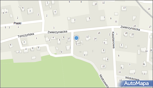 Tenczynek, Modrzewiowa, 1, mapa Tenczynek