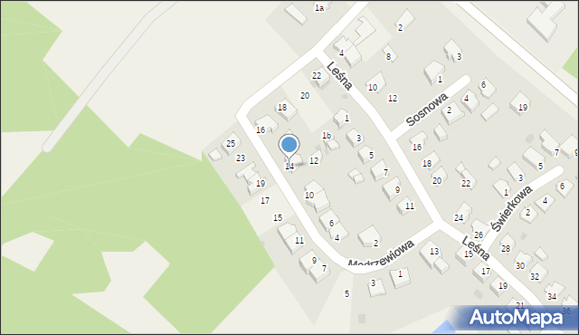 Terespol Pomorski, Modrzewiowa, 14, mapa Terespol Pomorski
