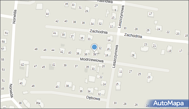Tłuszcz, Modrzewiowa, 34, mapa Tłuszcz