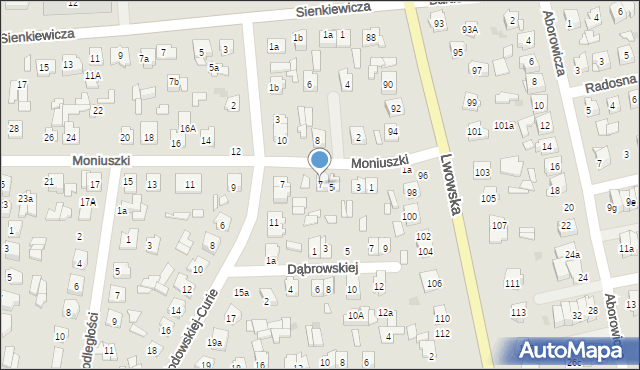 Tomaszów Lubelski, Moniuszki Stanisława, 7, mapa Tomaszów Lubelski