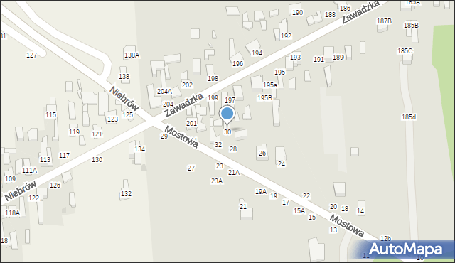 Tomaszów Mazowiecki, Mostowa, 30, mapa Tomaszów Mazowiecki