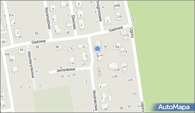 Toruń, Modrakowa, 8, mapa Torunia