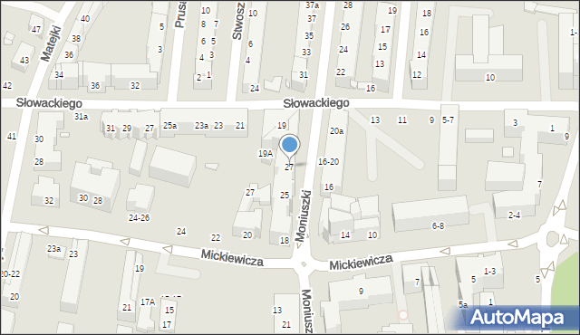 Toruń, Moniuszki Stanisława, 27, mapa Torunia