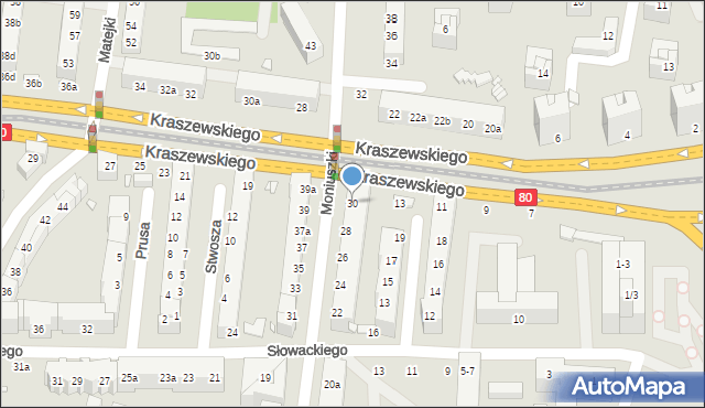 Toruń, Moniuszki Stanisława, 30, mapa Torunia