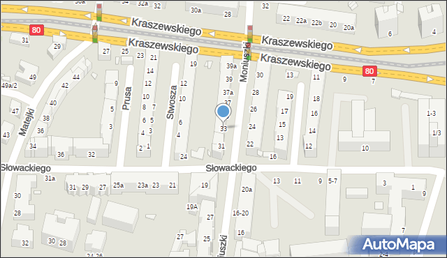 Toruń, Moniuszki Stanisława, 33, mapa Torunia