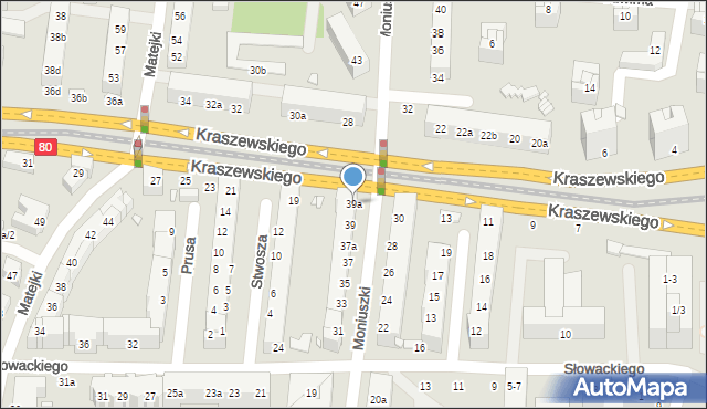 Toruń, Moniuszki Stanisława, 39a, mapa Torunia