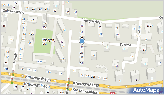 Toruń, Moniuszki Stanisława, 40, mapa Torunia