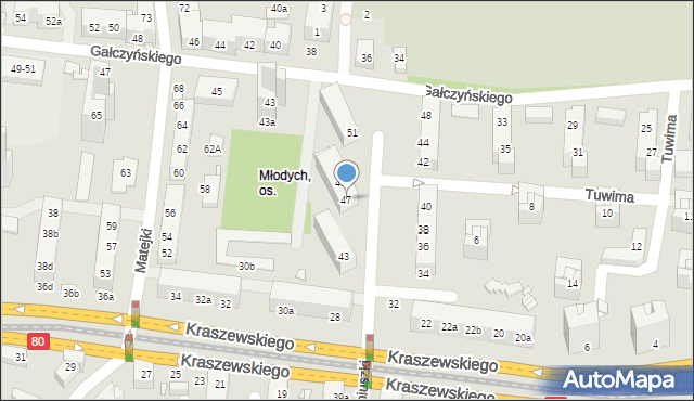 Toruń, Moniuszki Stanisława, 47, mapa Torunia