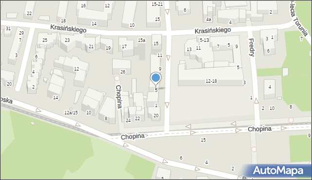 Toruń, Moniuszki Stanisława, 5, mapa Torunia