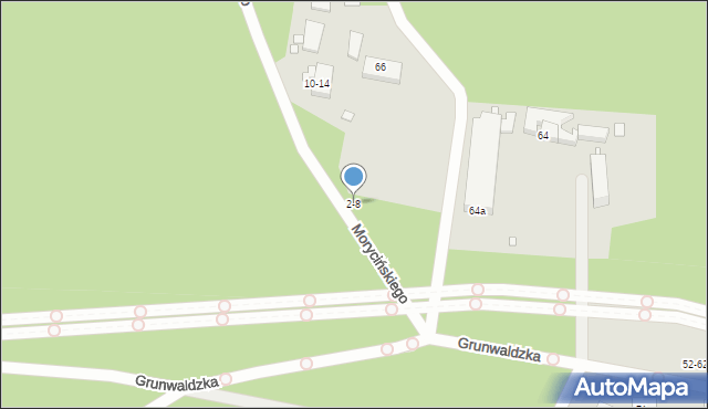 Toruń, Morycińskiego Hugona, 2-8, mapa Torunia