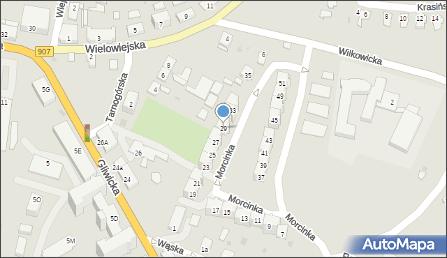 Toszek, Morcinka Gustawa, 29, mapa Toszek