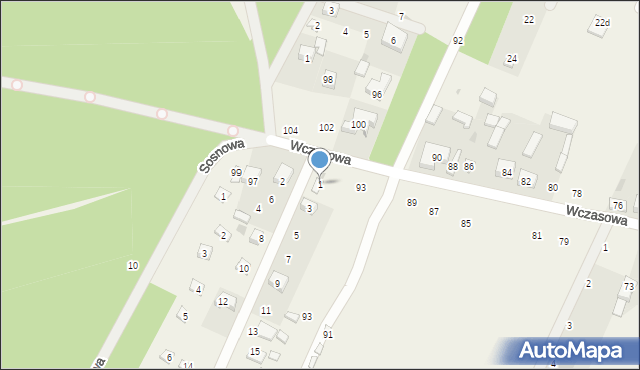 Tresta, Modrzewiowa, 1, mapa Tresta