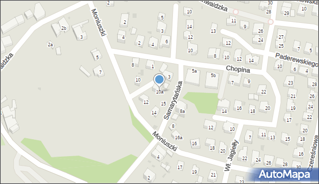 Trzebnica, Moniuszki Stanisława, 10a, mapa Trzebnica
