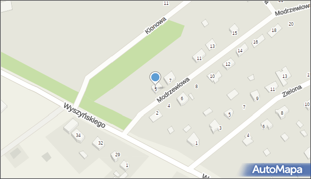 Trzemeszno, Modrzewiowa, 5, mapa Trzemeszno