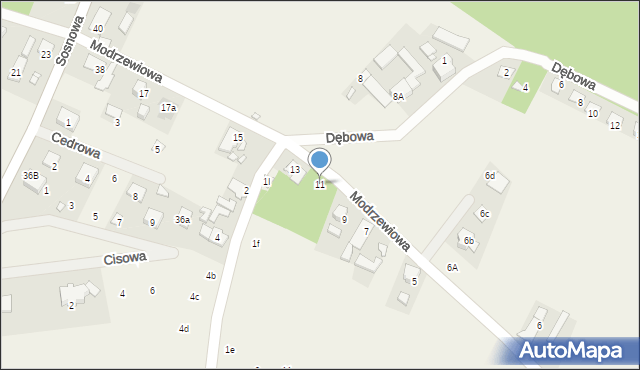 Turawa, Modrzewiowa, 11, mapa Turawa