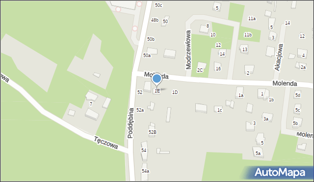 Tuszyn, Molenda, 1E, mapa Tuszyn