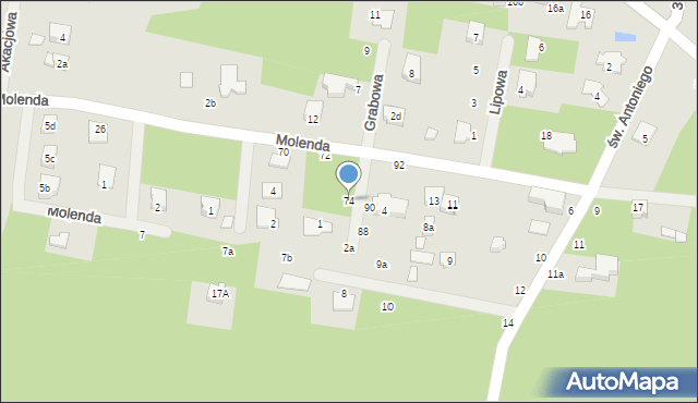 Tuszyn, Molenda, 74, mapa Tuszyn