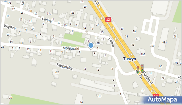 Tuszyn, Moniuszki Stanisława, 3a, mapa Tuszyn