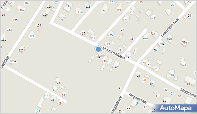 Tychy, Modrzewiowa, 14, mapa Tych&oacute;w