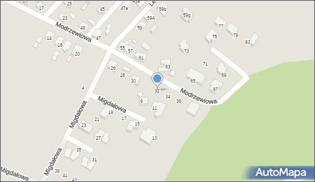 Tychy, Modrzewiowa, 32, mapa Tychów