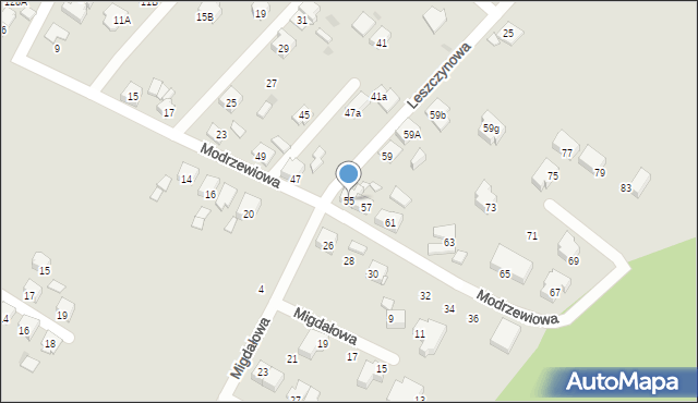 Tychy, Modrzewiowa, 55, mapa Tychów